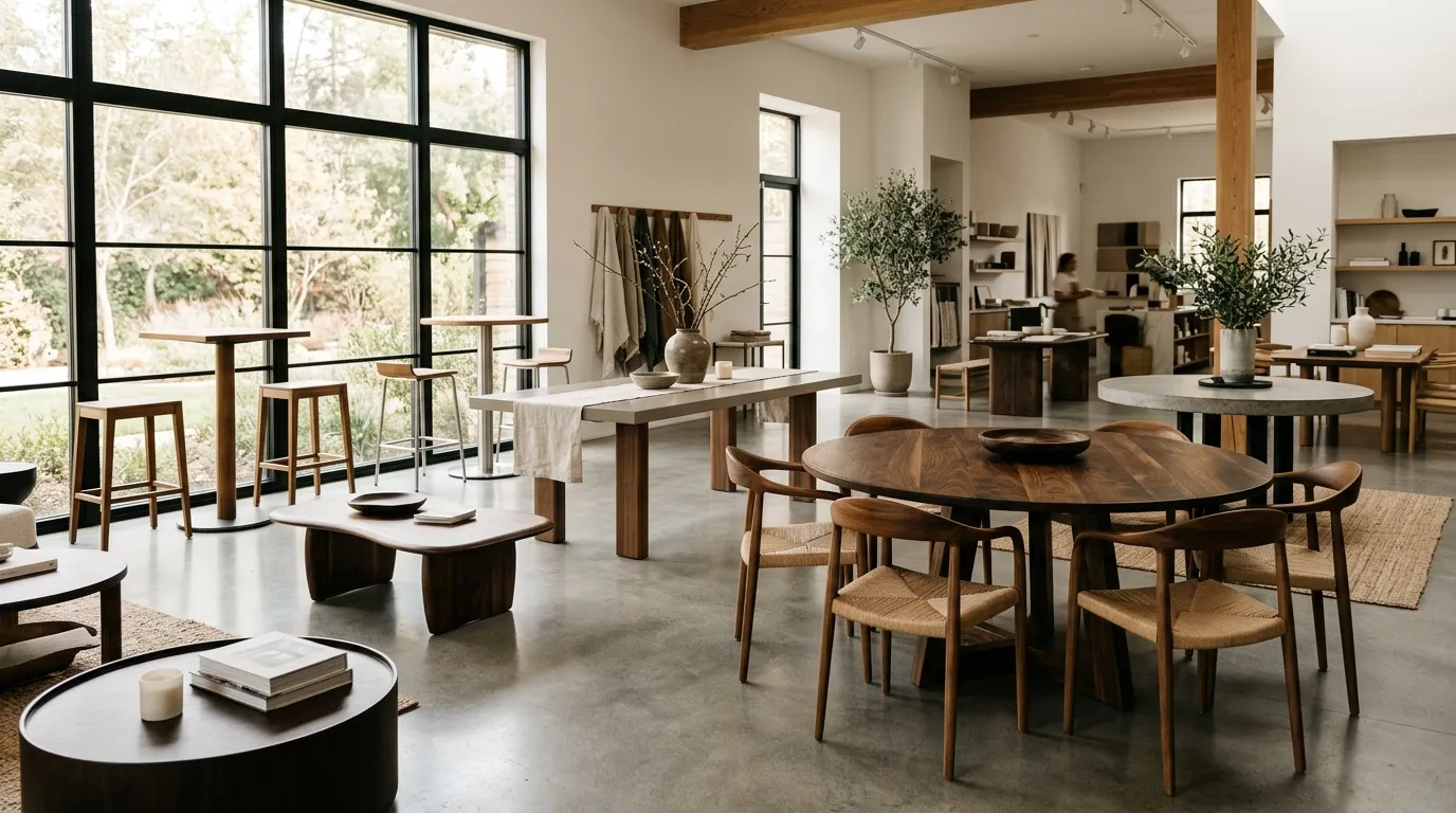 Espace de vente avec tables et chaises design contemporain